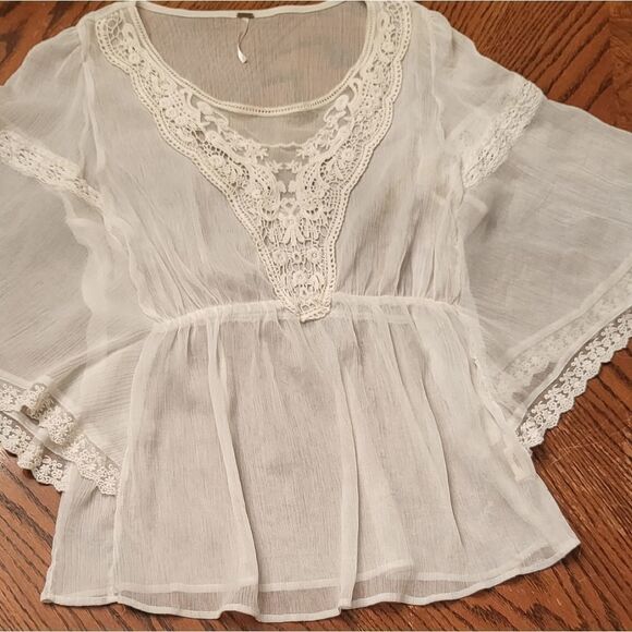 NWT Free People Daydreamer Boho Chiffon Sheer Top - Picture 6 of 9